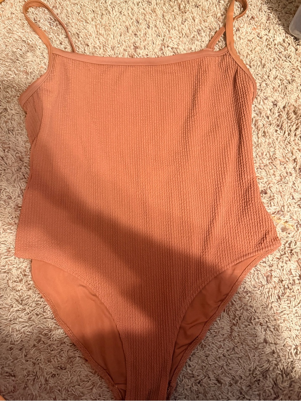 aerie Ribbed Bandeau One-Piece in Rust Orange